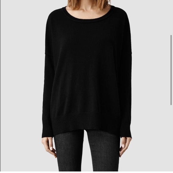 Allsaints / Char Jumper Pullover 100% Cashmere black basic Sweater 4 small - Picture 1 of 4